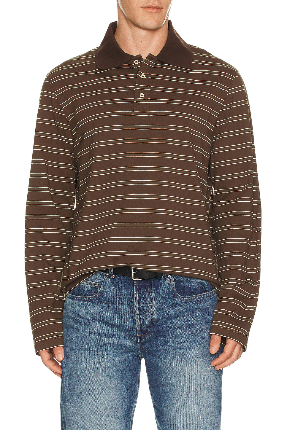 Long Sleeve Stripe Polo