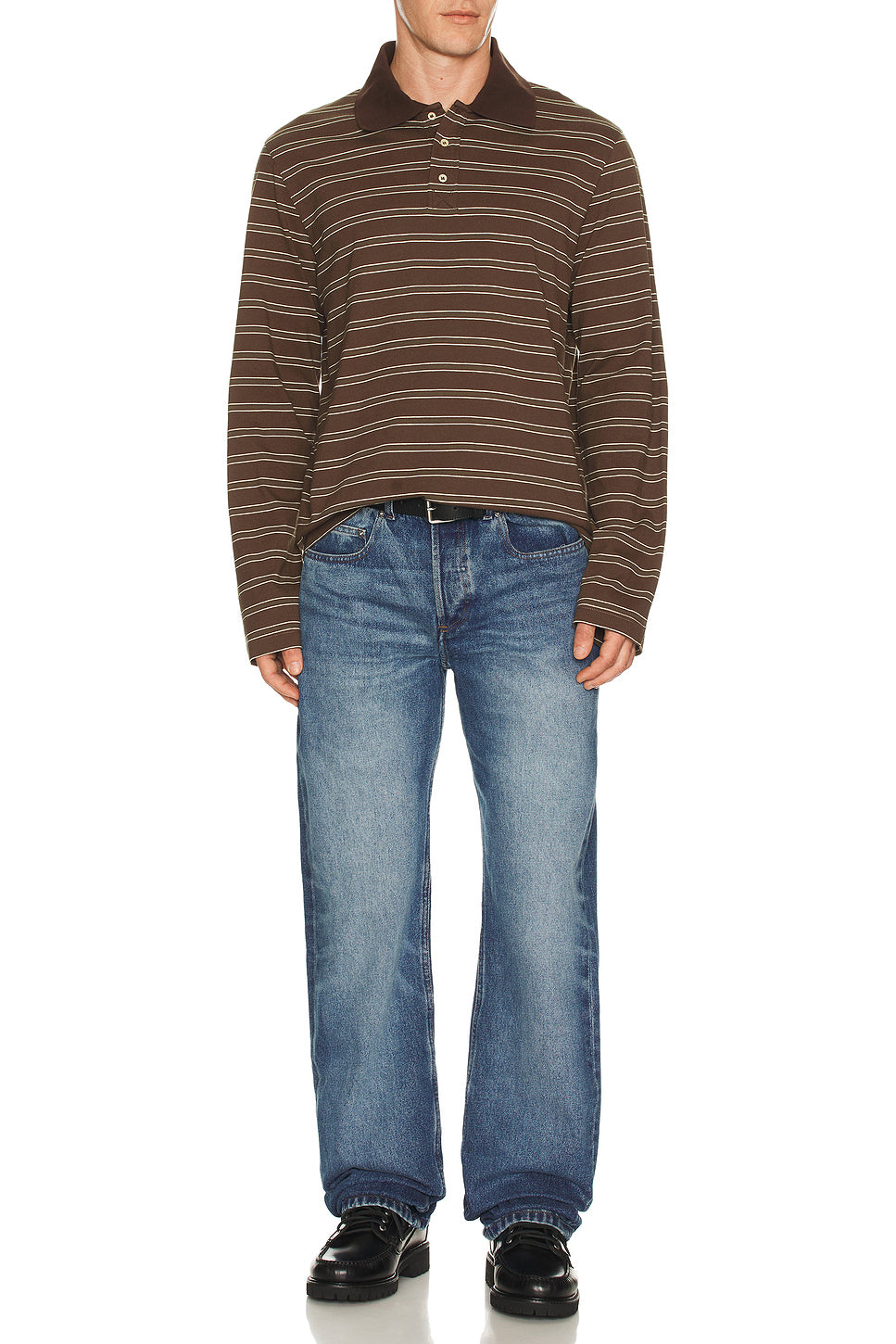 Long Sleeve Stripe Polo