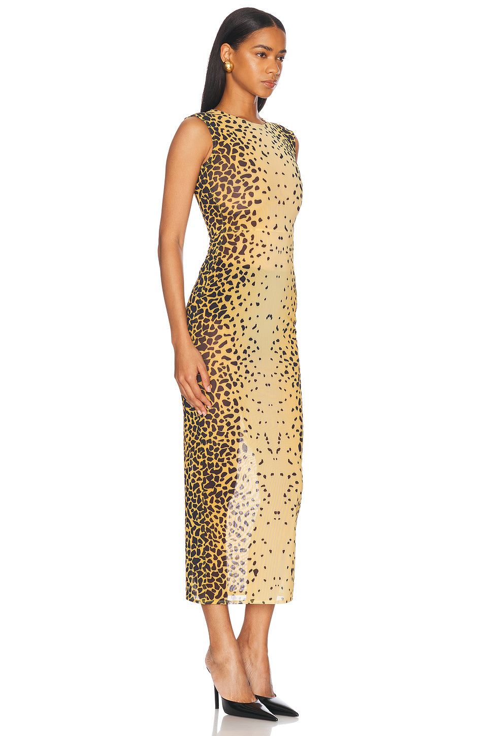 Sleeveless Power Mesh Midi Dress