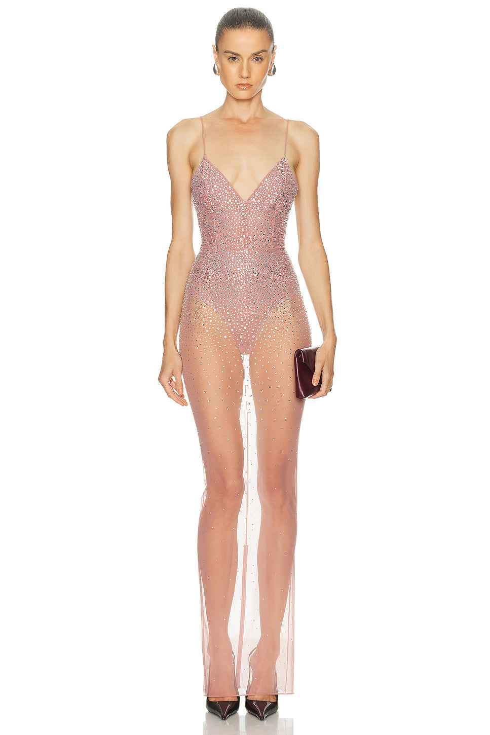Crystal Mesh Column Dress