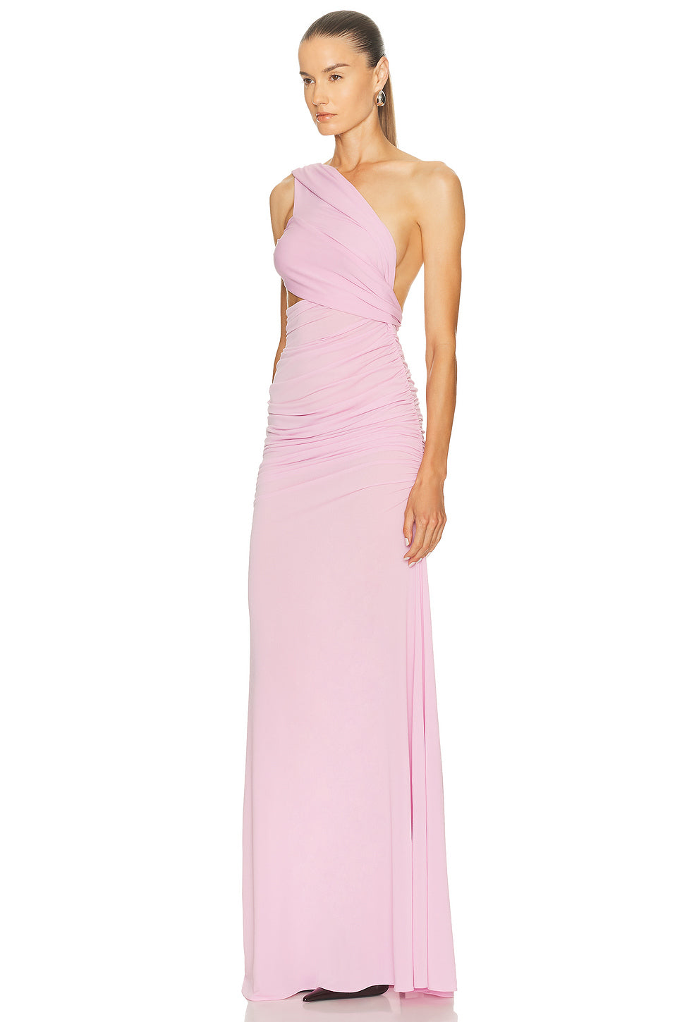 One Shoulder Open Back Gown