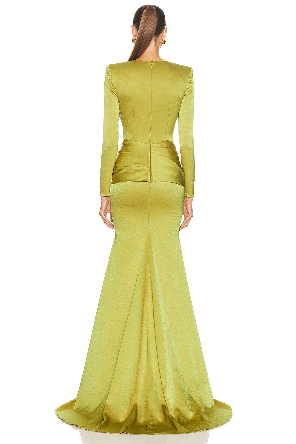 Long Sleeve Drape Sash Gown