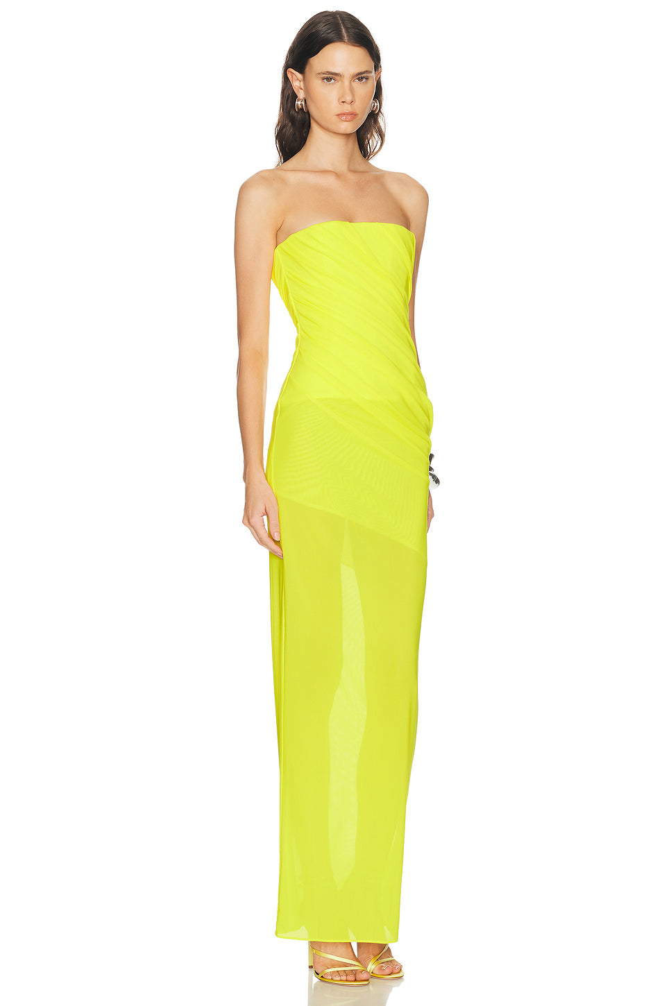 Strapless Tucked Column Dress