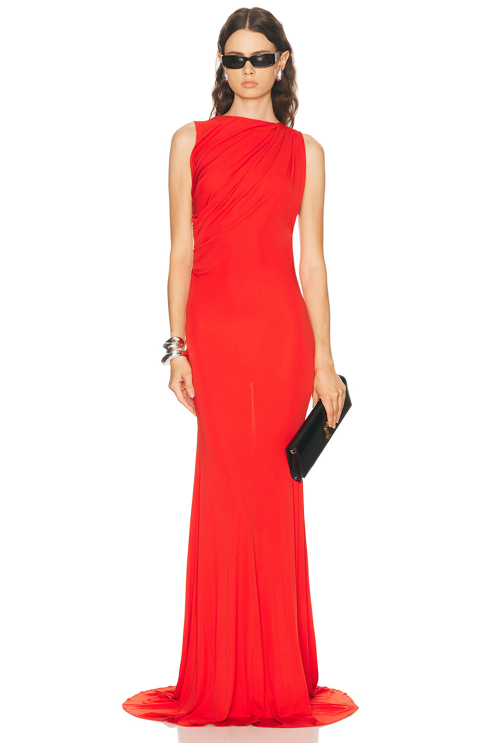 Sleeveless Open Back Drape Gown