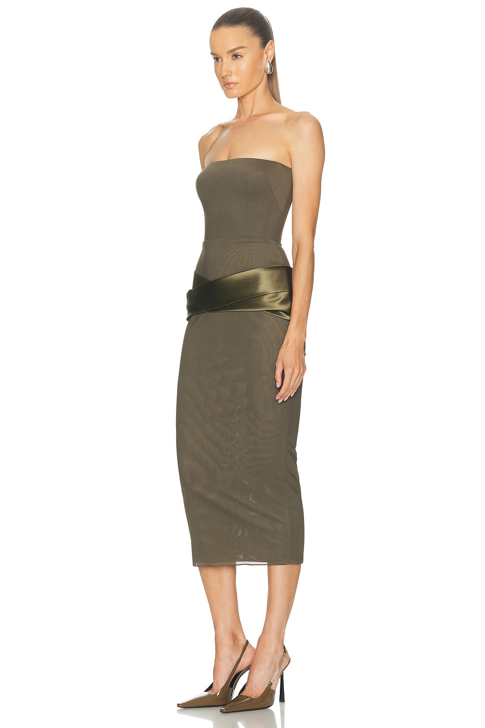 Strapless Satin Drape Dress