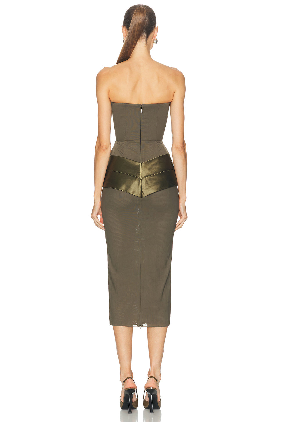 Strapless Satin Drape Dress