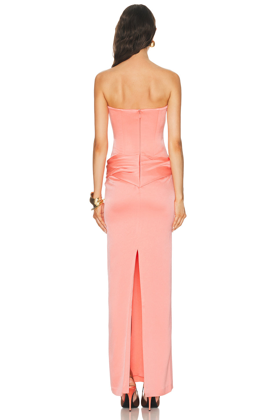 Strapless Longline Corset Twist Drape Column Dress