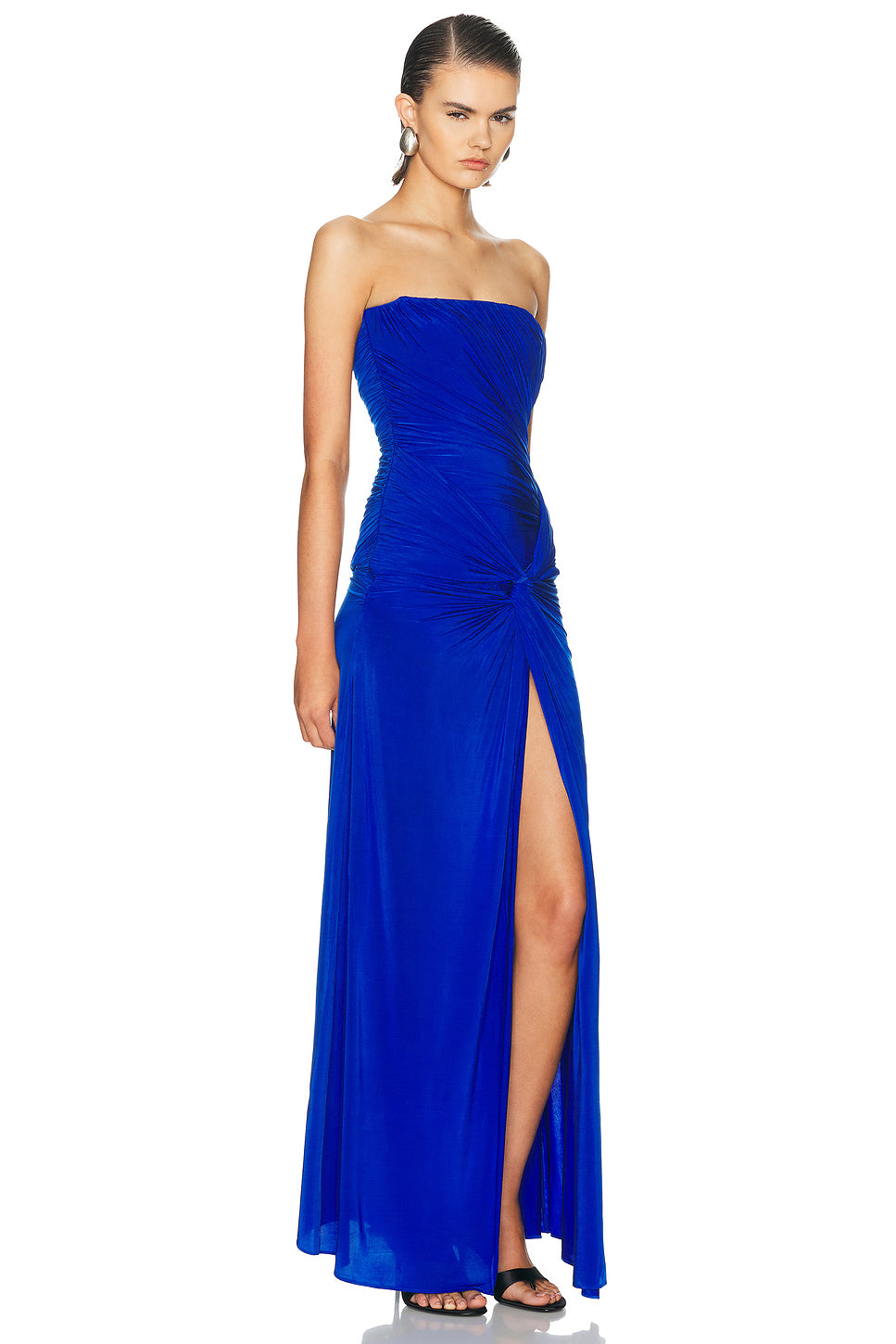Strapless Ruched Twist Gown
