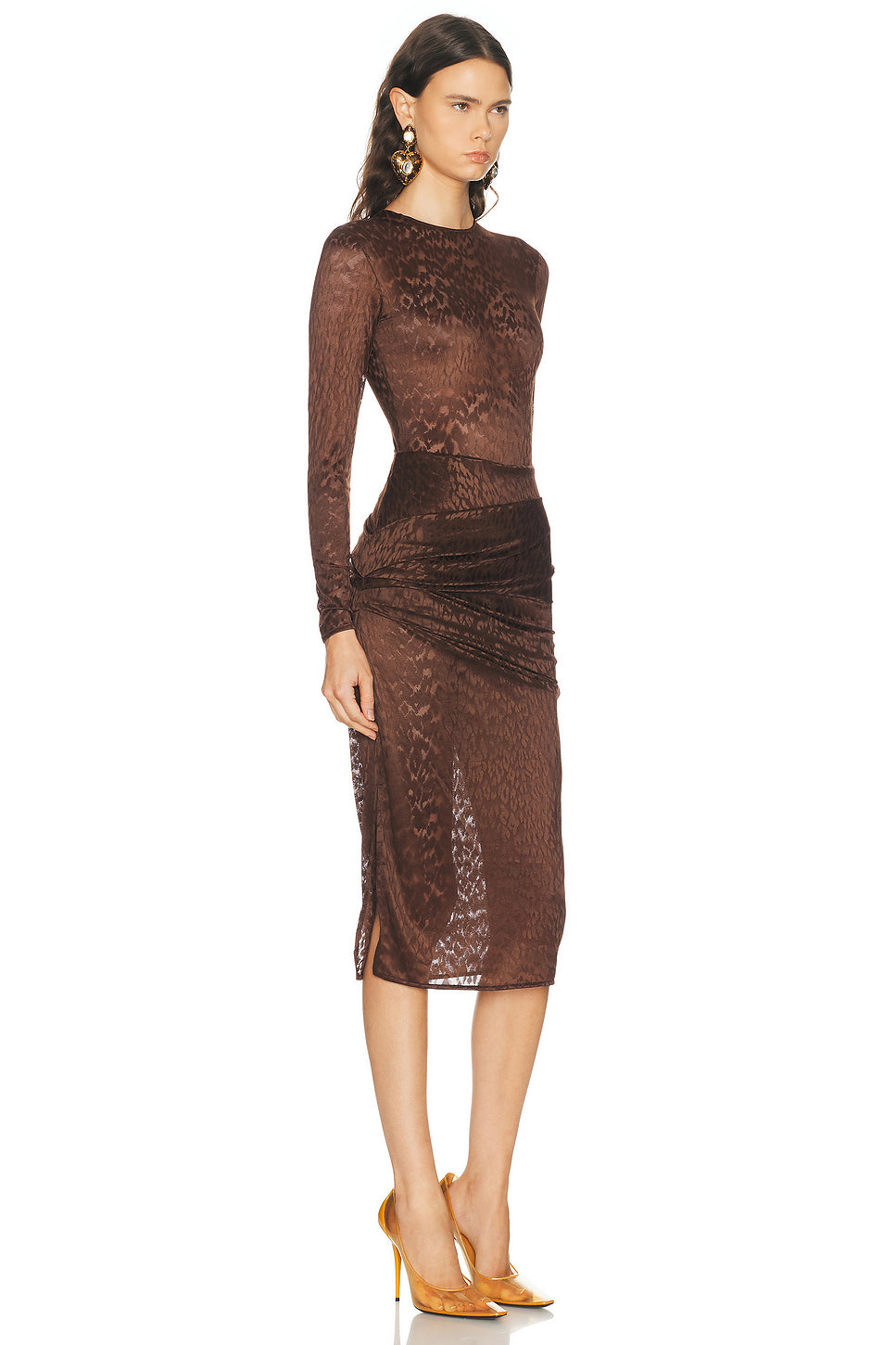 Long Sleeve Asymmetric Drape Dress
