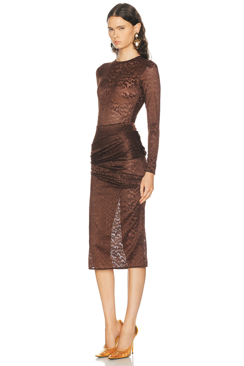 Long Sleeve Asymmetric Drape Dress