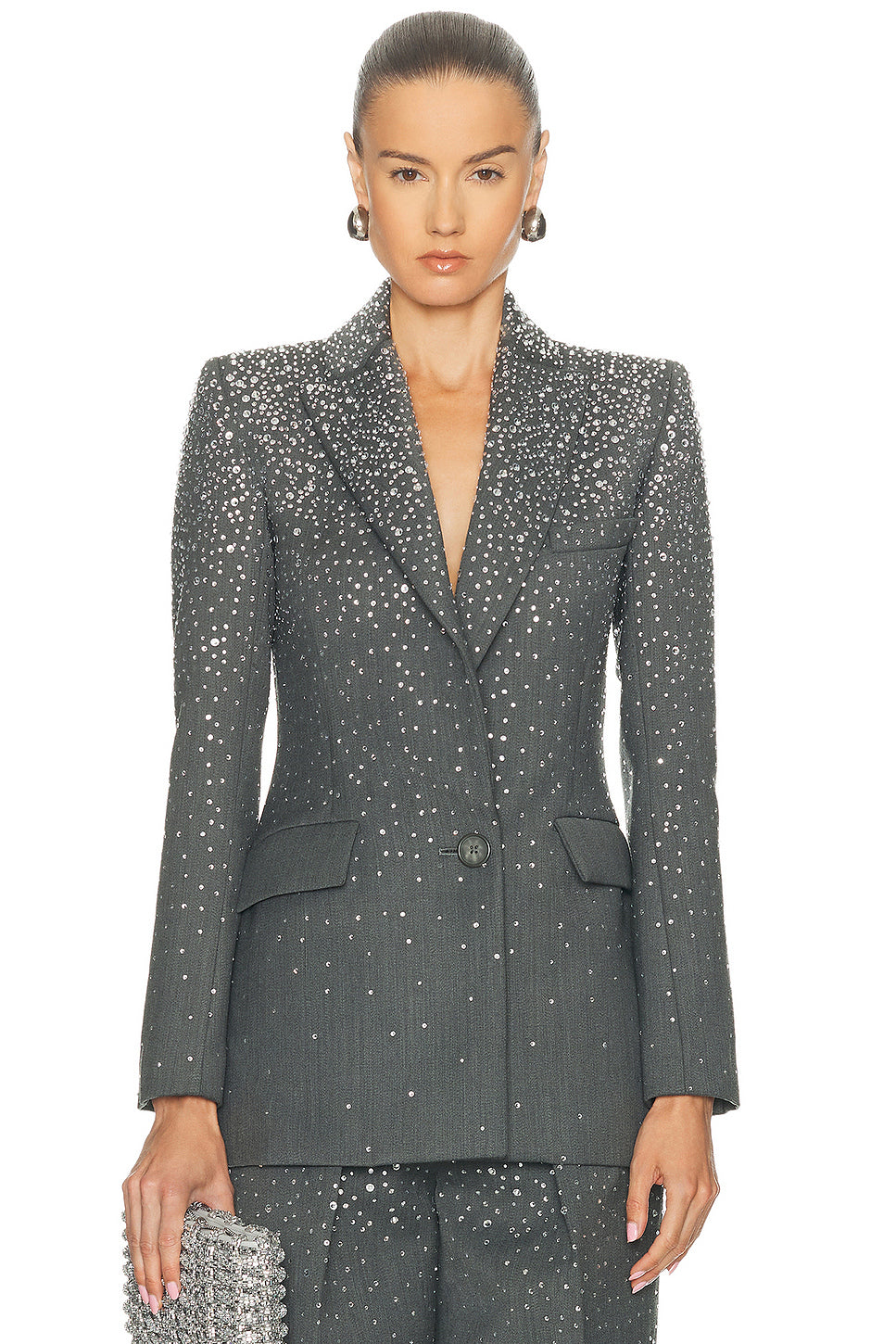 Crystal Embellished Fitted Blazer