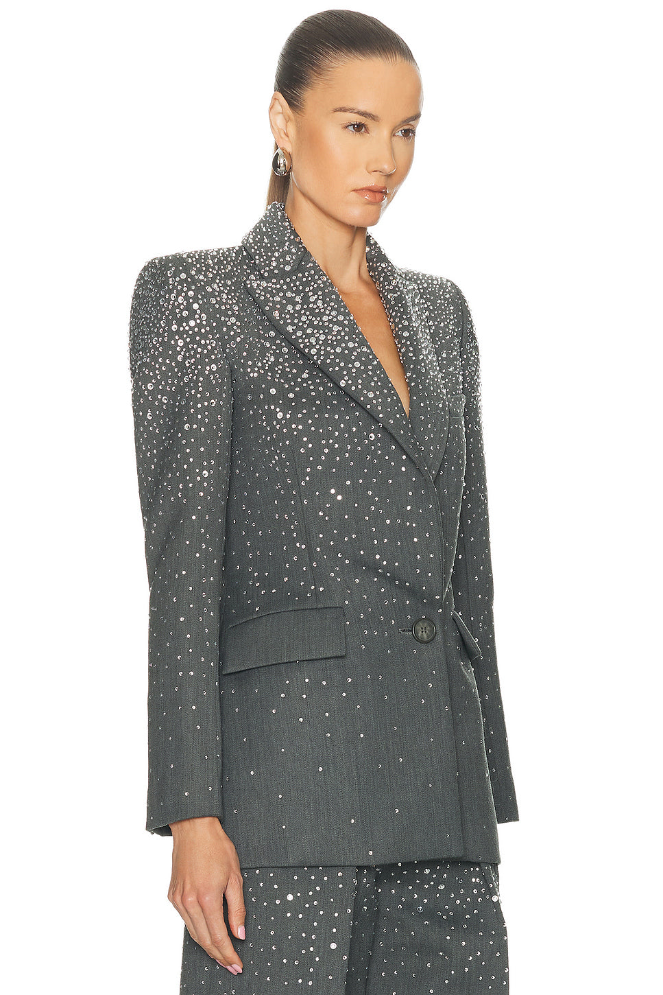 Crystal Embellished Fitted Blazer