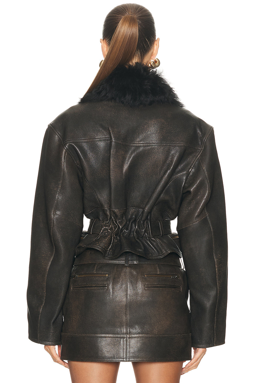 Cropped Leather Biker Jacket