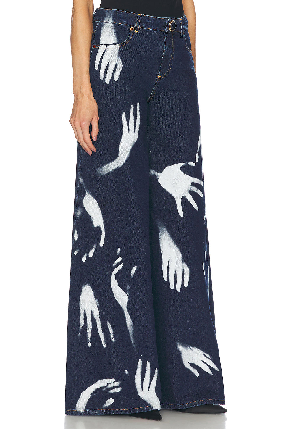 Handprint Wide Leg Jeans