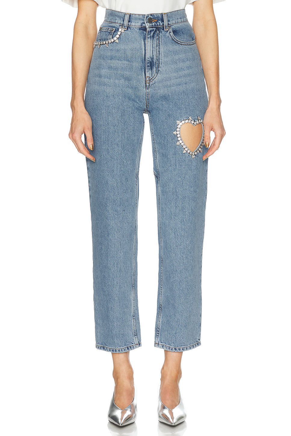 Crystal Heart Straight Leg Jeans
