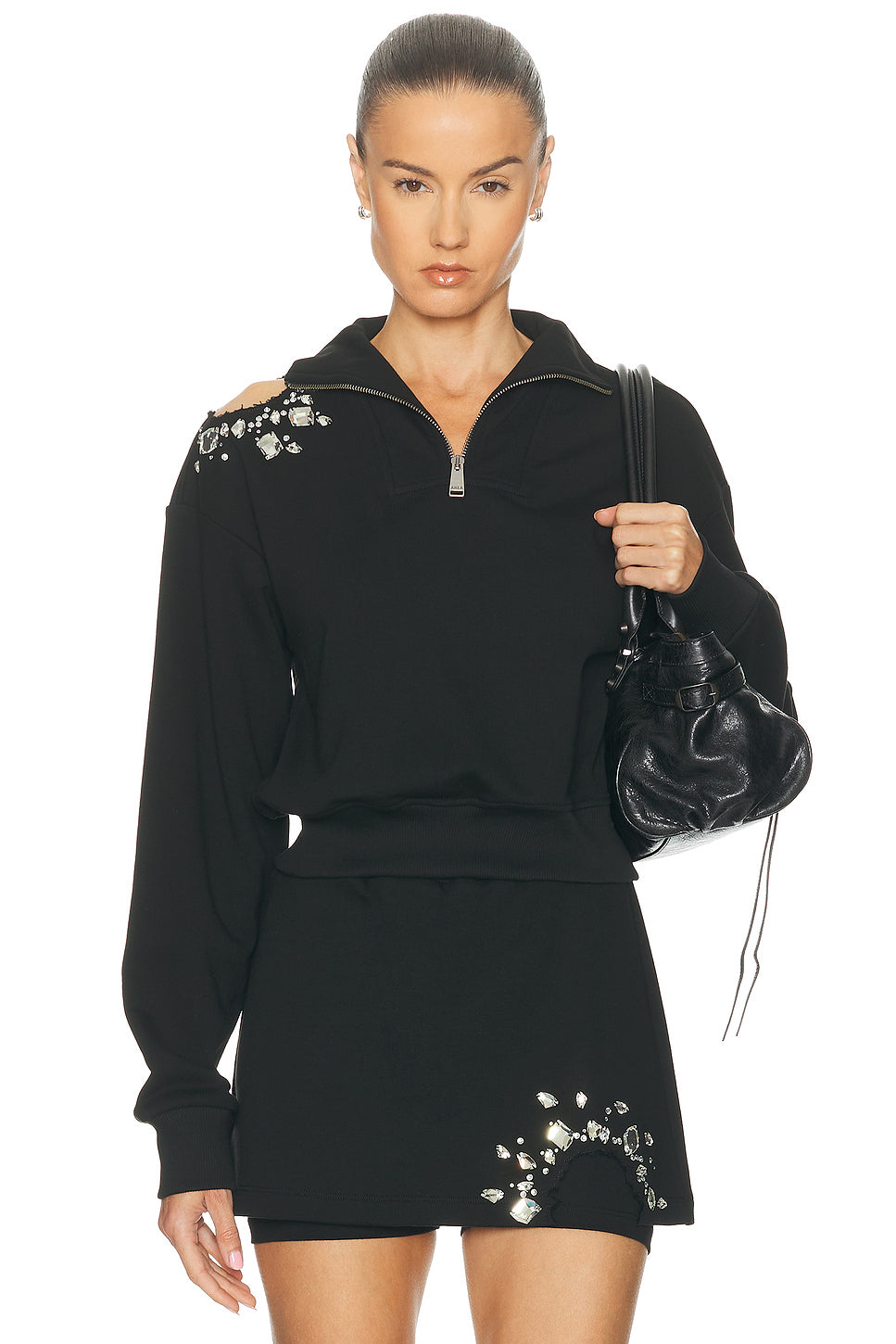 Cutout Quarter Zip Sweatshirt