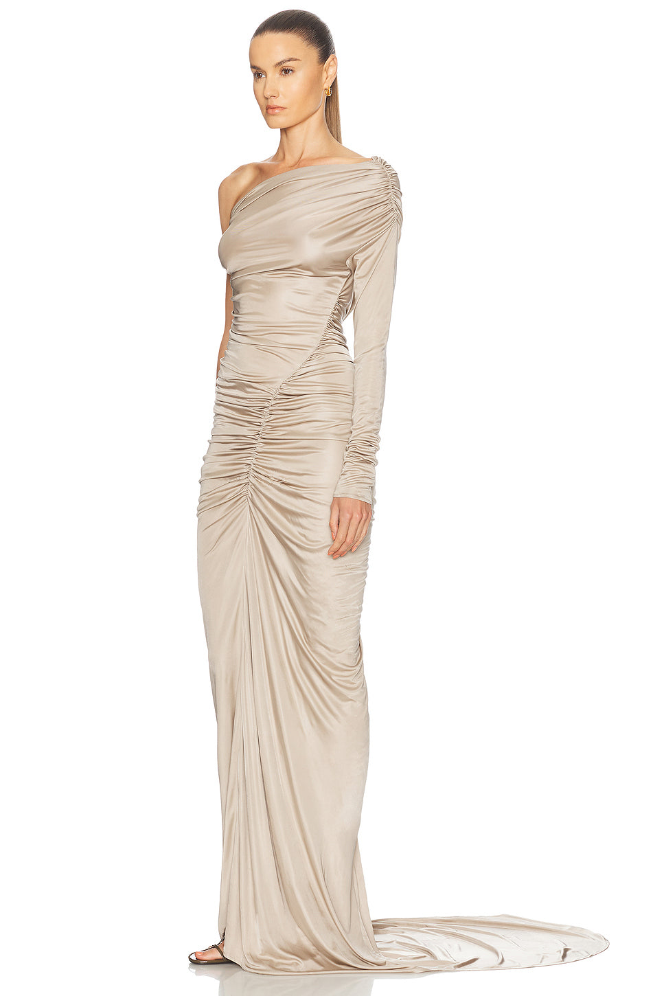 One Sleeve Ruched Gown