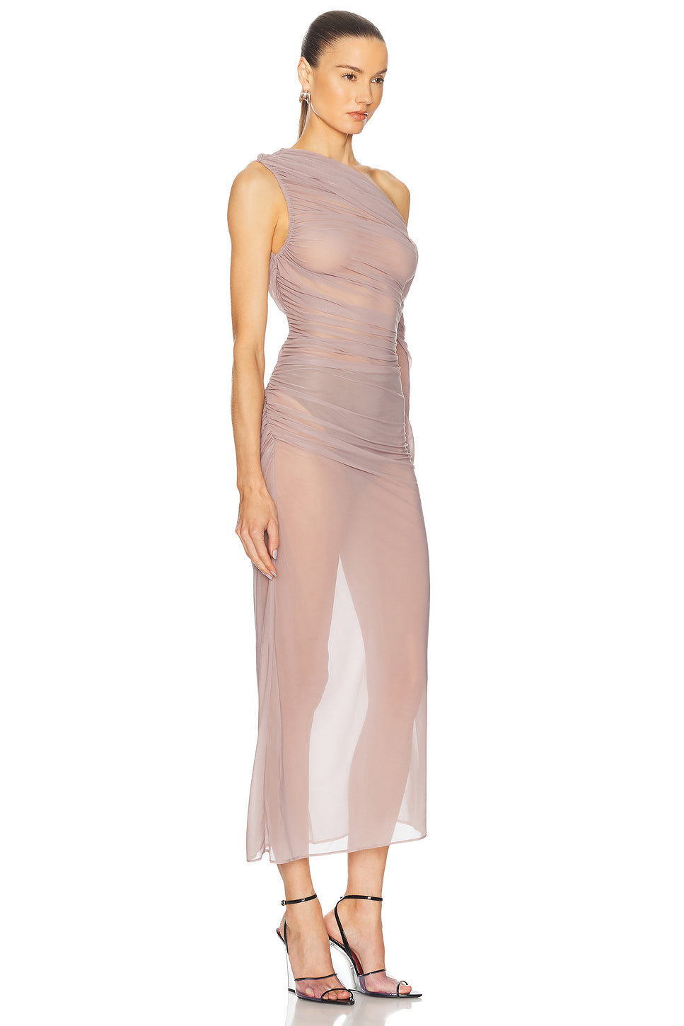 One Sleeve Draped Long Dress