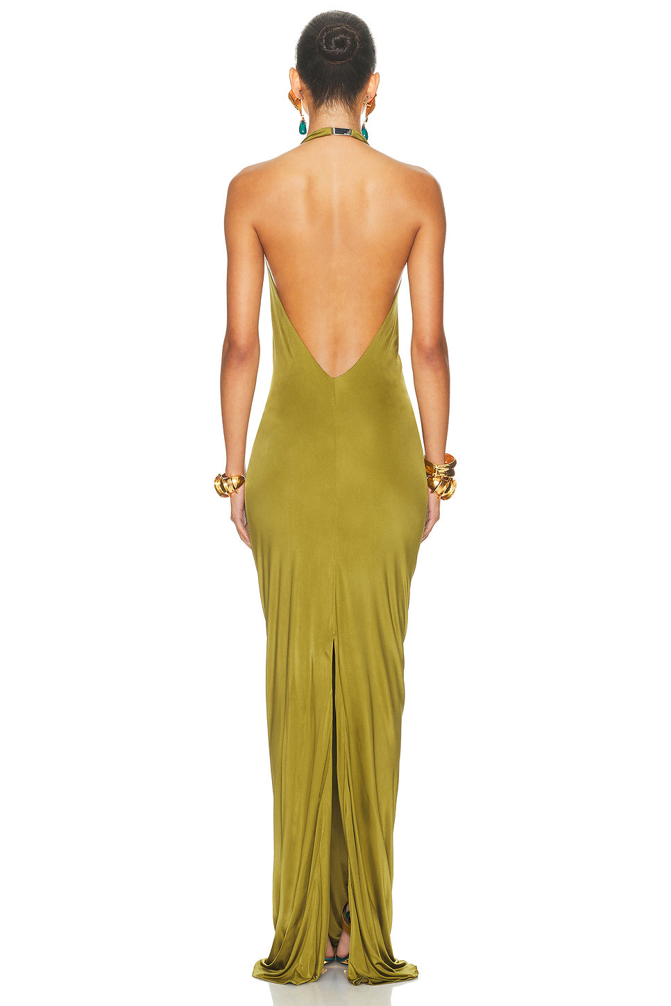 Plunge Neck Sleeveless Long Dress