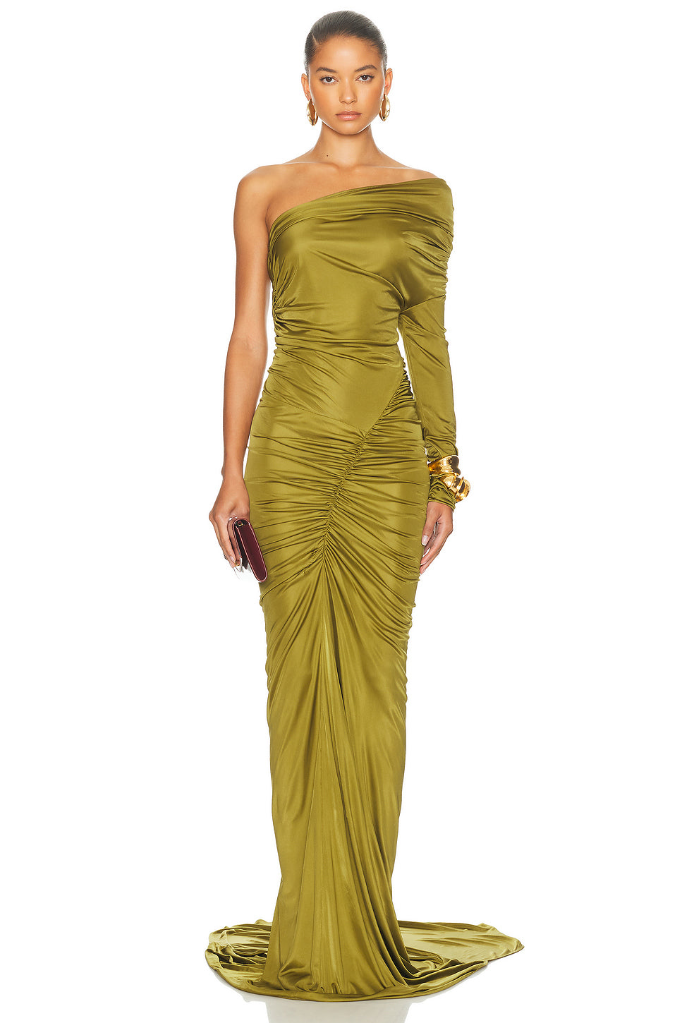 One Sleeve Ruched Gown