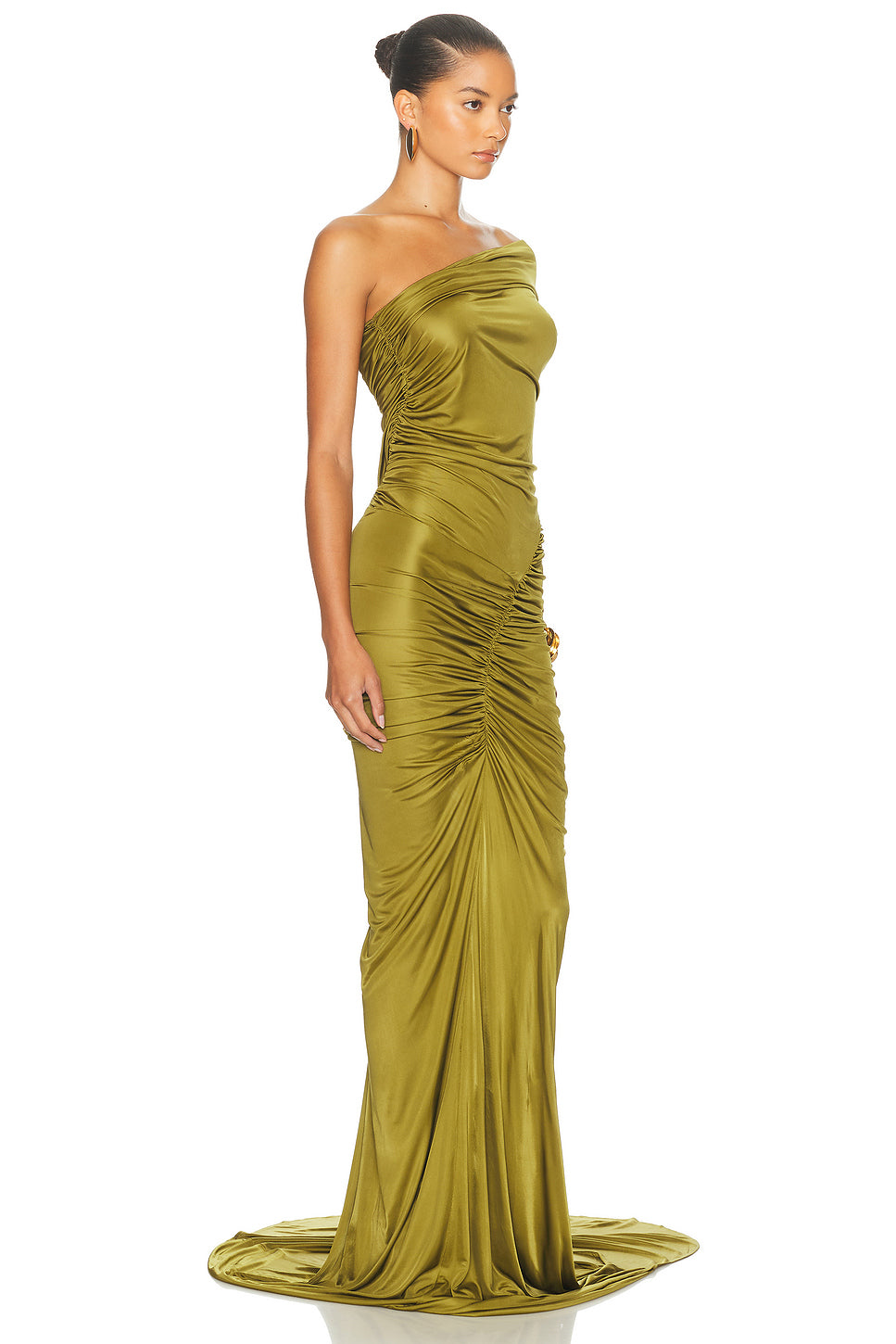 One Sleeve Ruched Gown