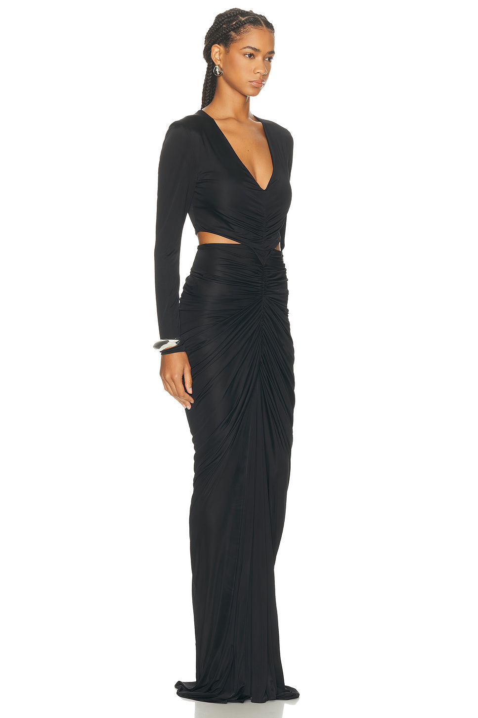 V-Neck Cut Out Pocket Gown