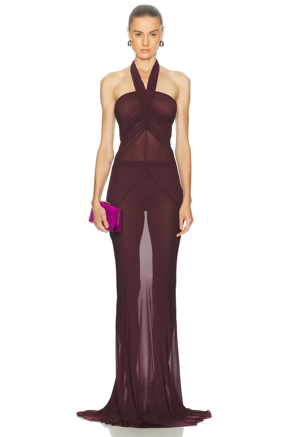 Halter Neck Ruched Gown