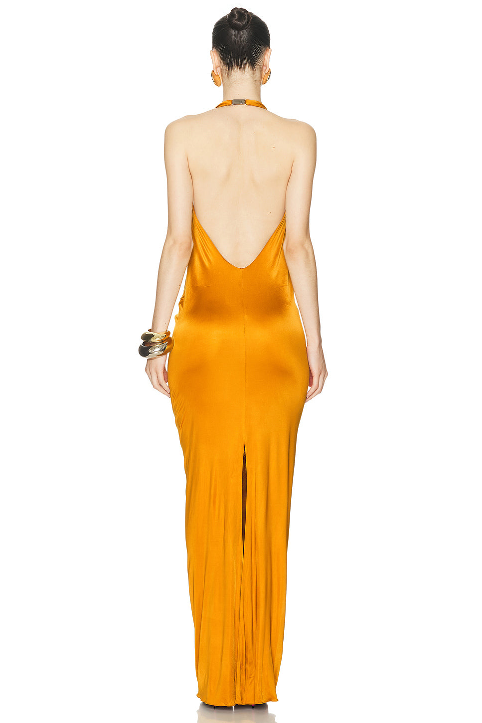 Plunge Neck Sleeveless Long Dress