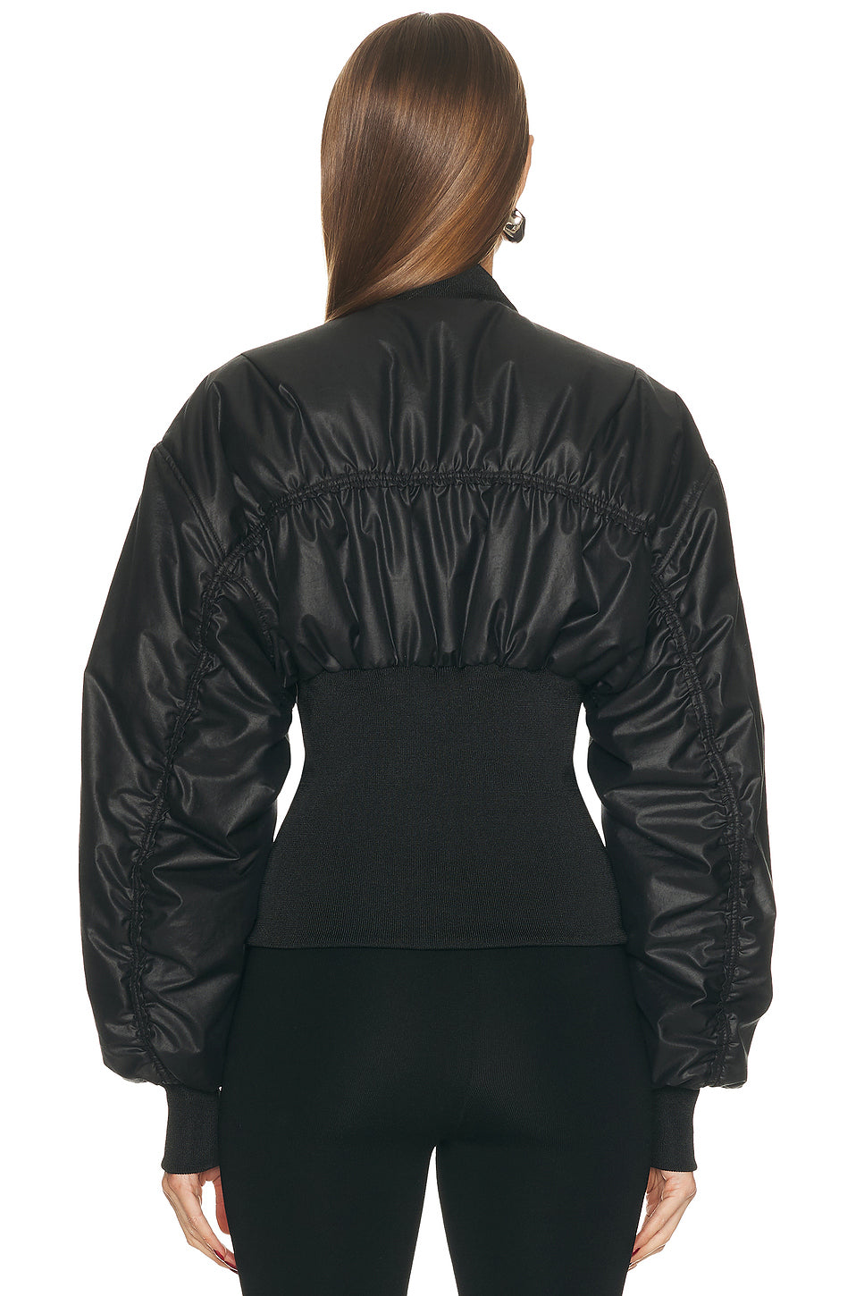 Ribbed Waist Bomber Jacket