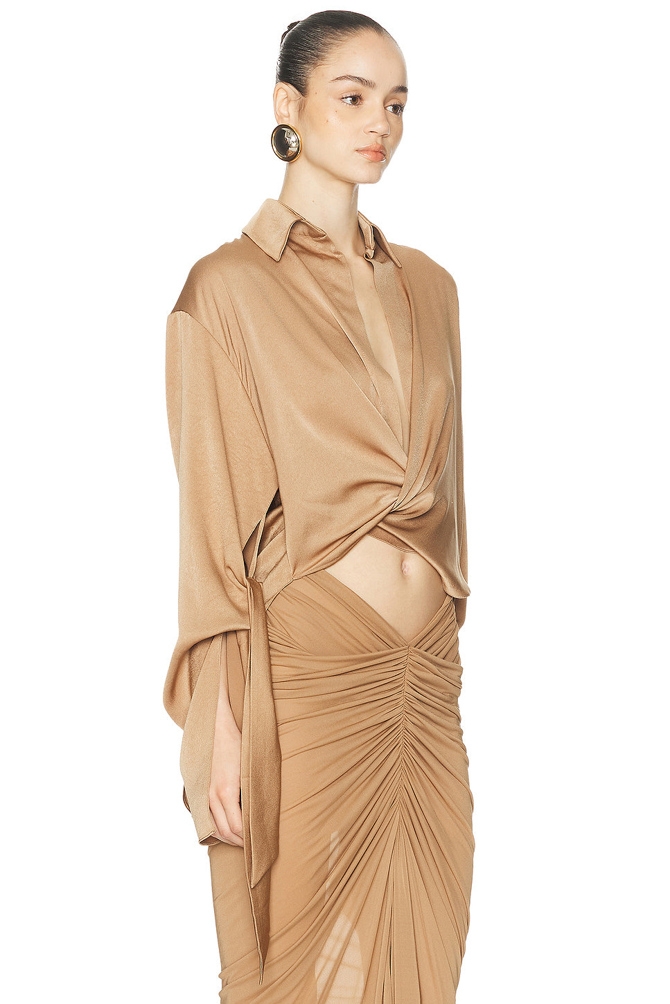 Draped Cropped Shirt