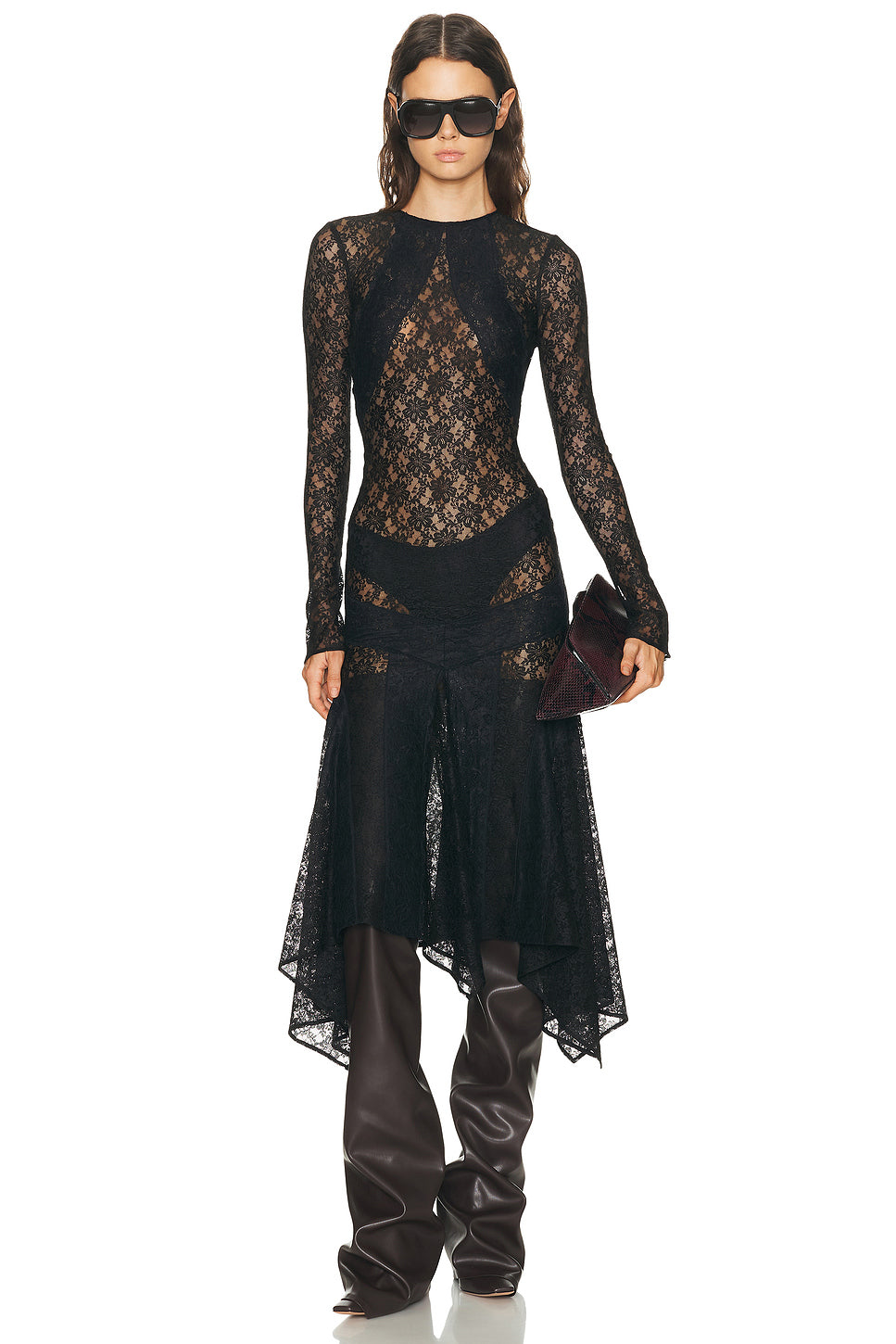 Long Sleeve Lace Midi Dress