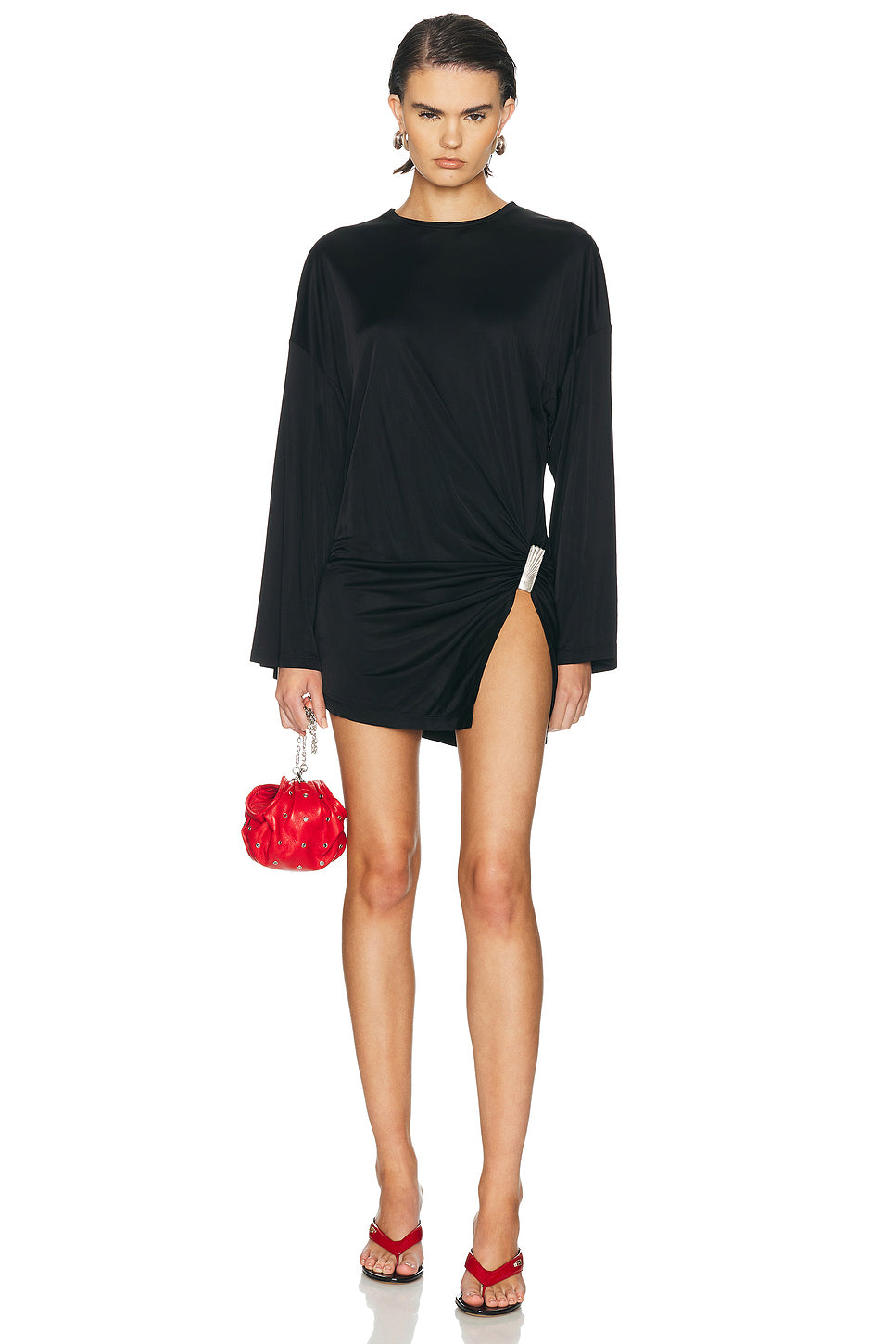 Drape Slit Mini Dress