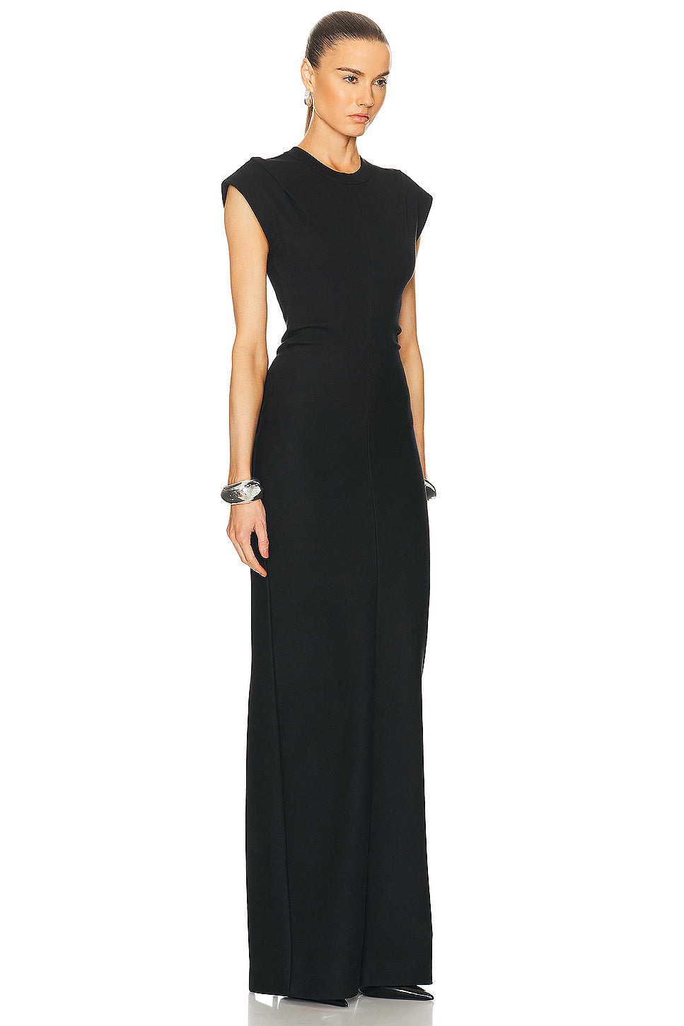 Drop Shoulder Crew Neck Maxi Dress With Side Drape