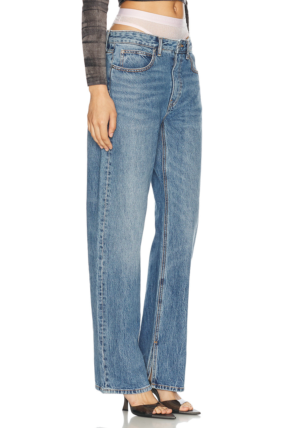 Split Hem Wide Leg Jeans