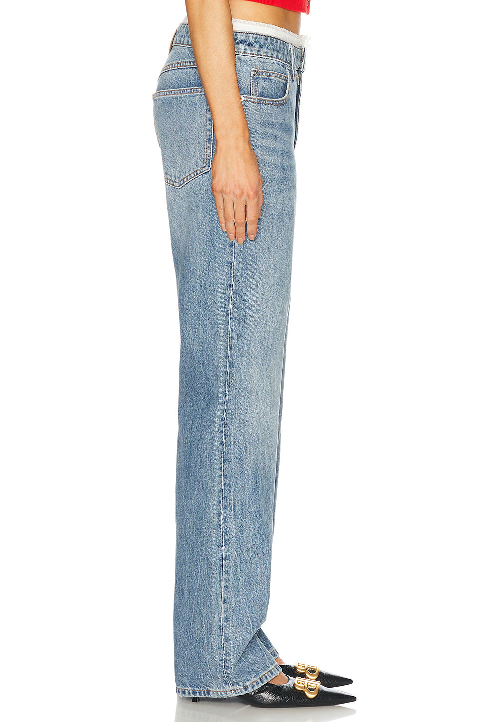 Mid Rise Straight Leg Jeans