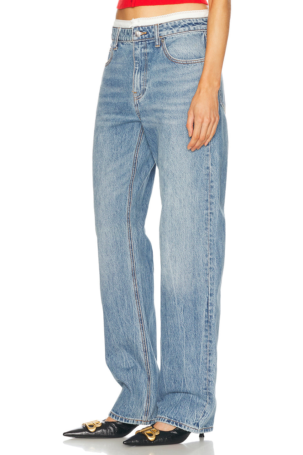 Mid Rise Straight Leg Jeans