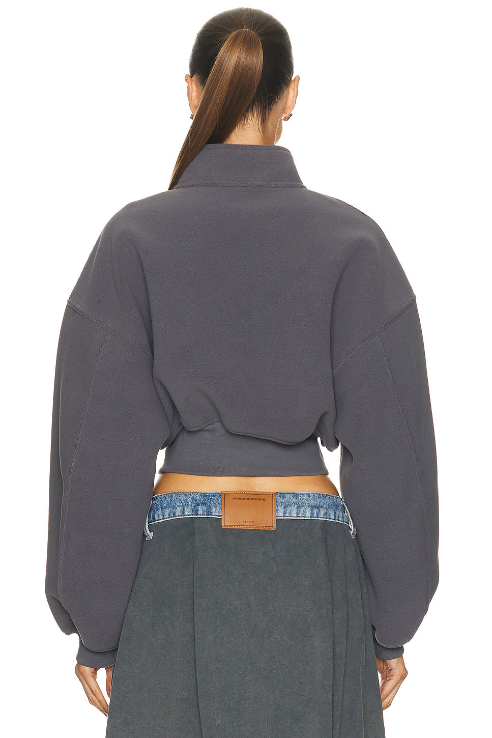 Cropped Mock Neck Zip Up Jacket