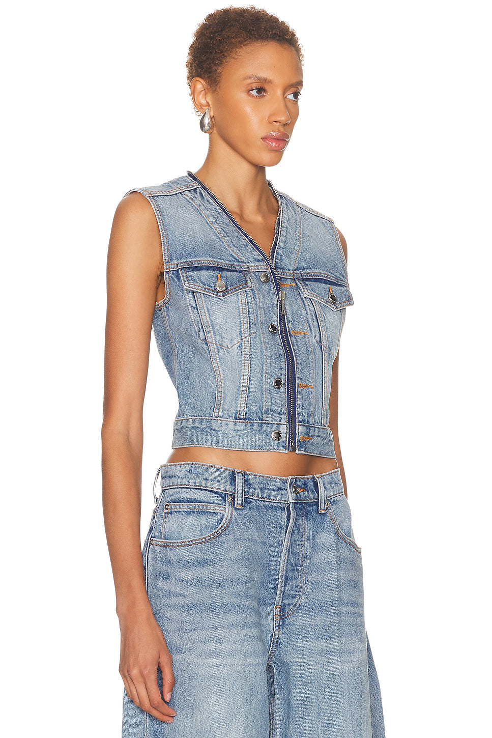 Dipped V Neck Trucker Vest