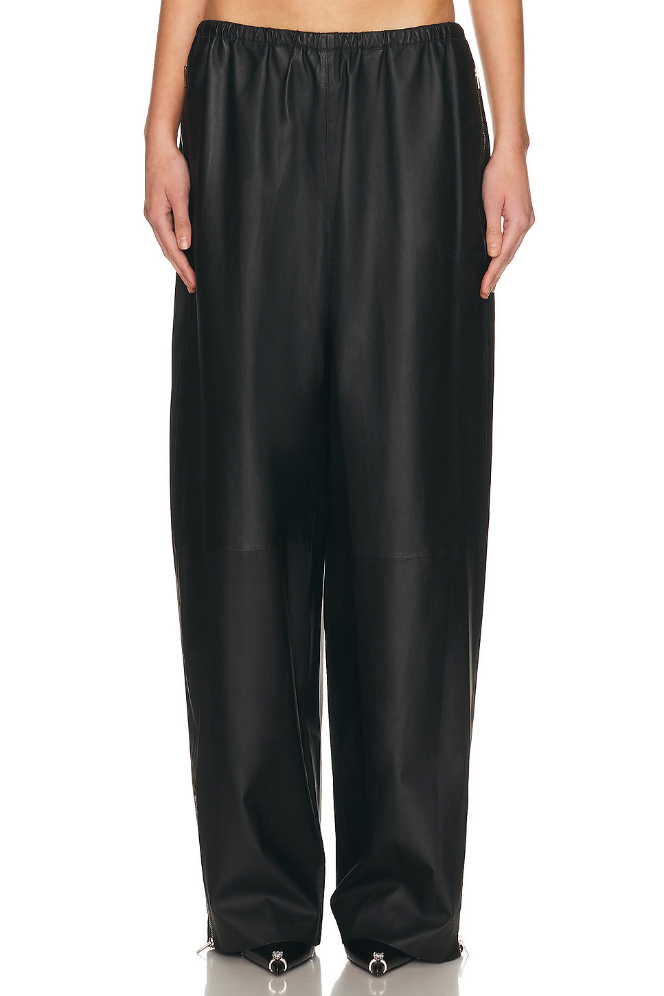 Mid Rise Leather Track Pant
