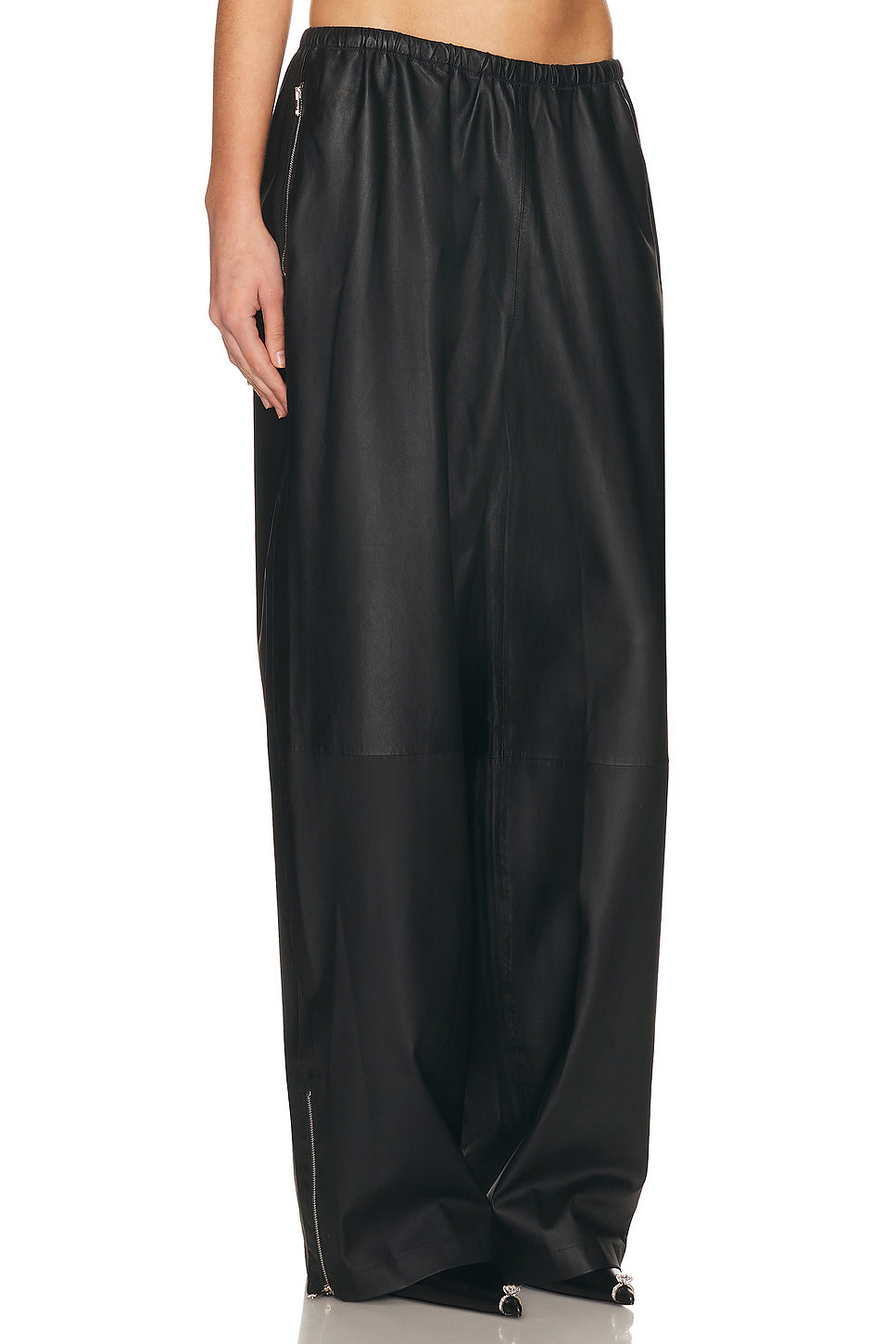 Mid Rise Leather Track Pant