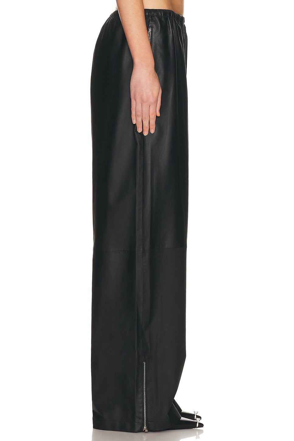 Mid Rise Leather Track Pant