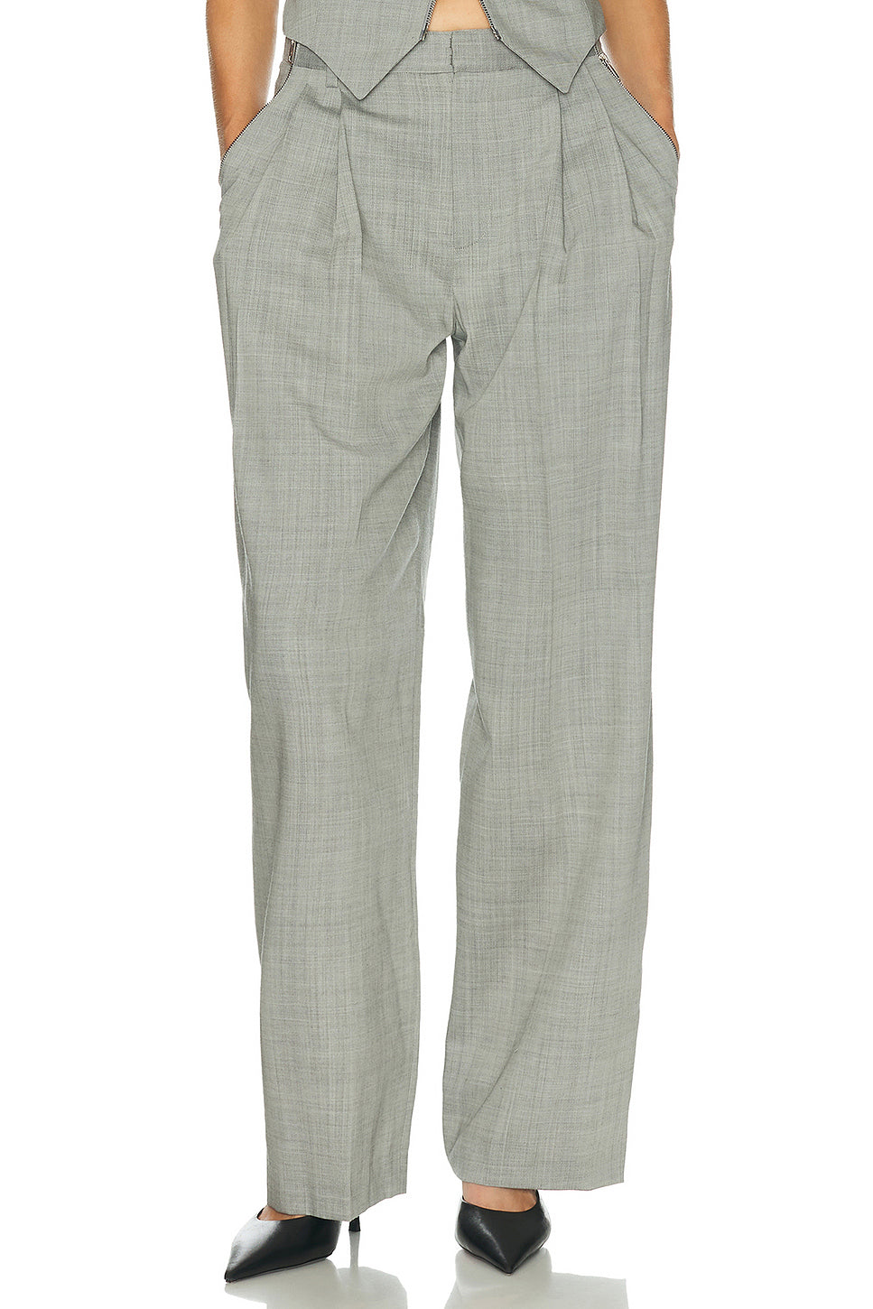 Mid-Rise Tailored Pant With Side Zippers