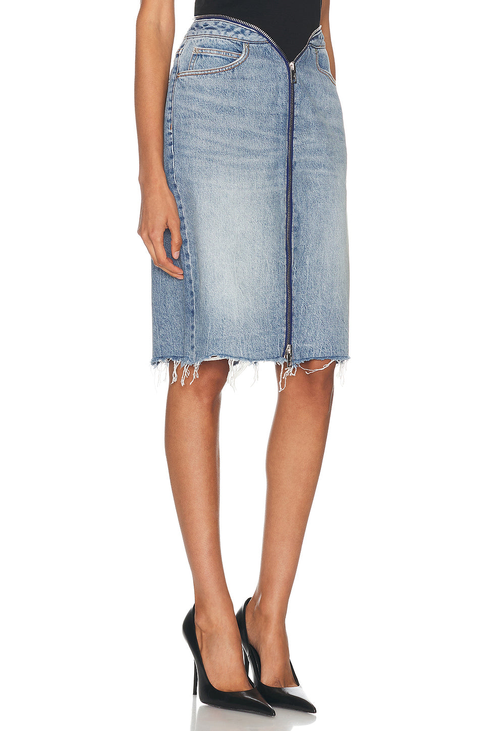 Dipped V Zip Waistband Skirt