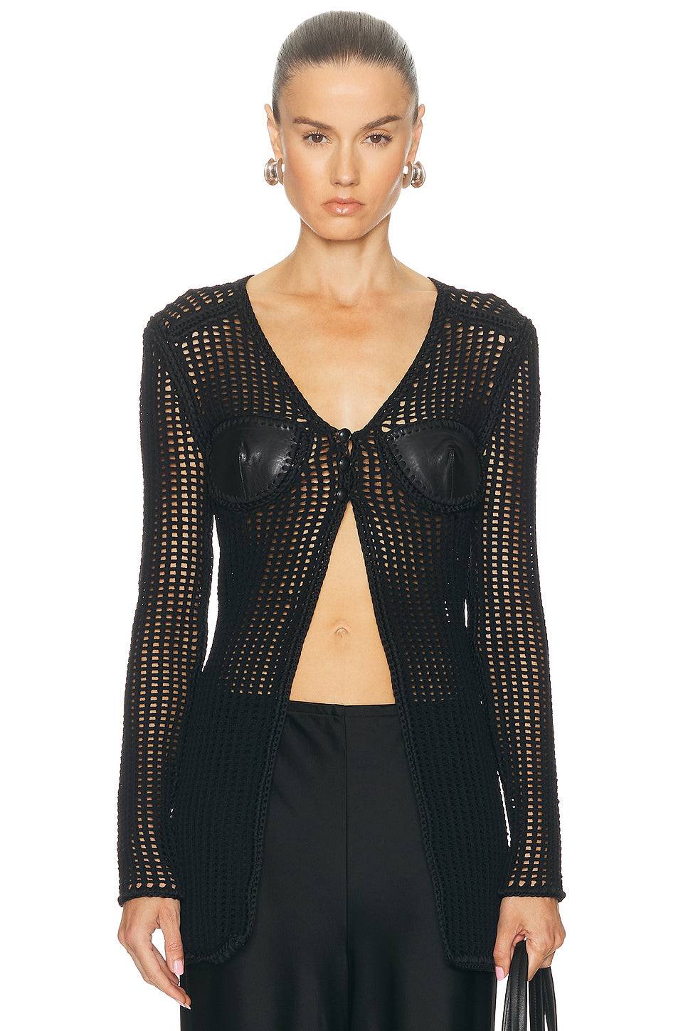 Cardigan With Leather Bust