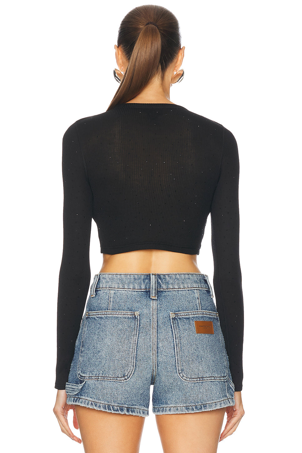 Crystal Hotfix Cropped Long Sleeve Top