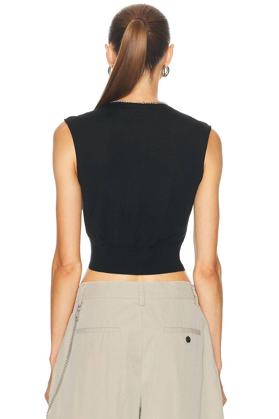 Sleeveless Deep V-neck Top