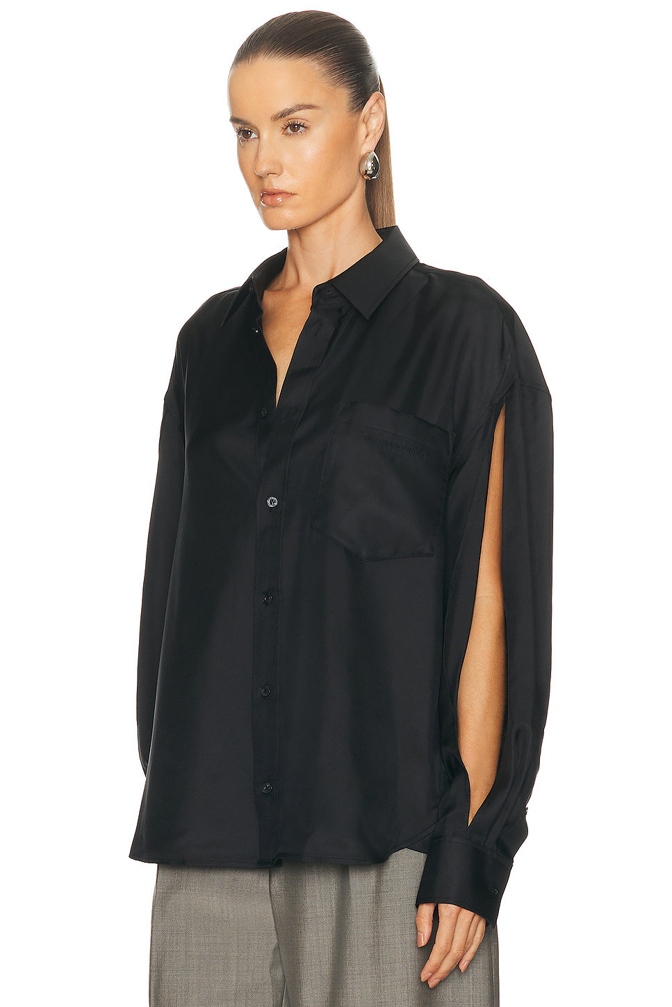 Slashed Sleeve Button Up Shirt