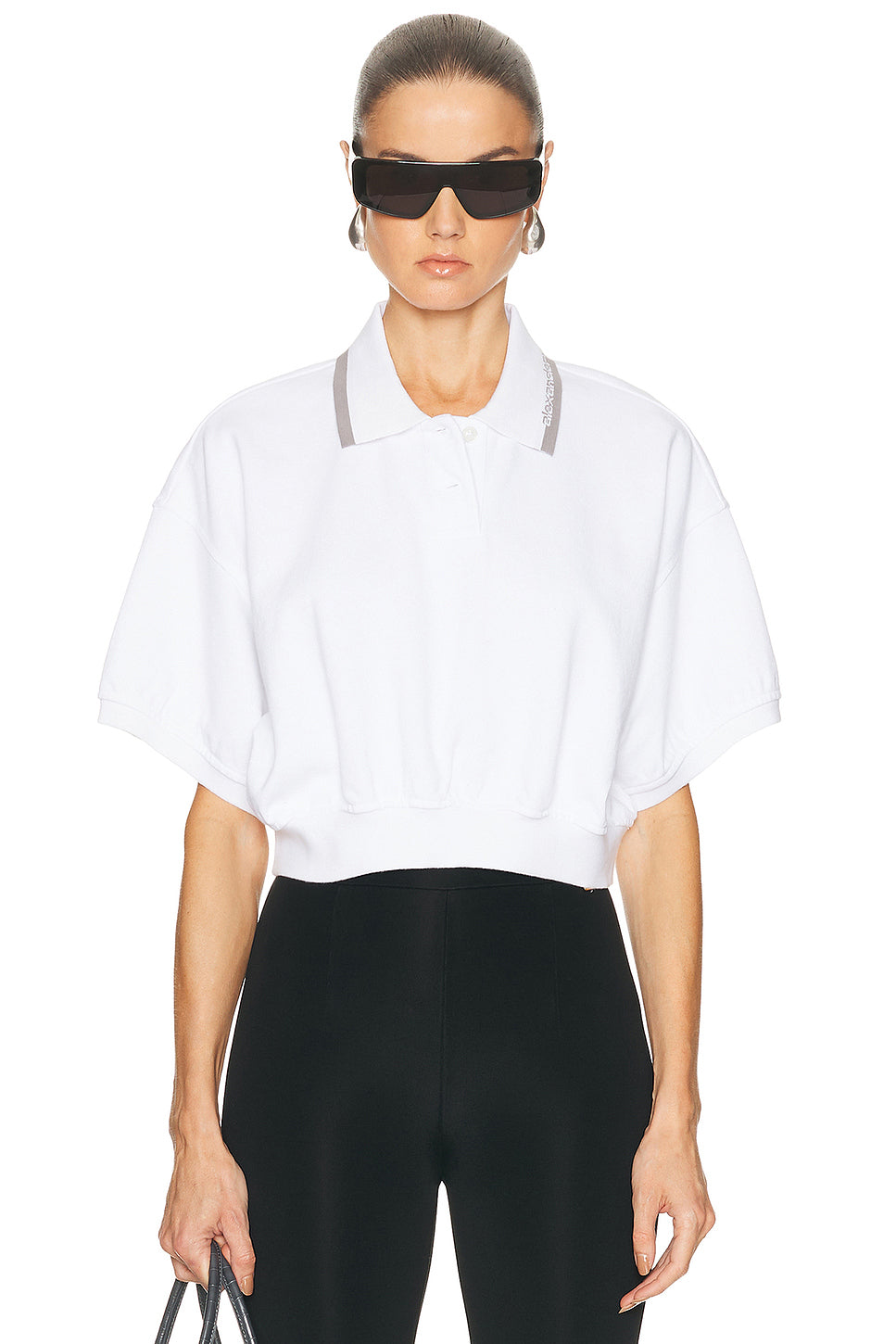 Relaxed Cropped Cinched Polo Top