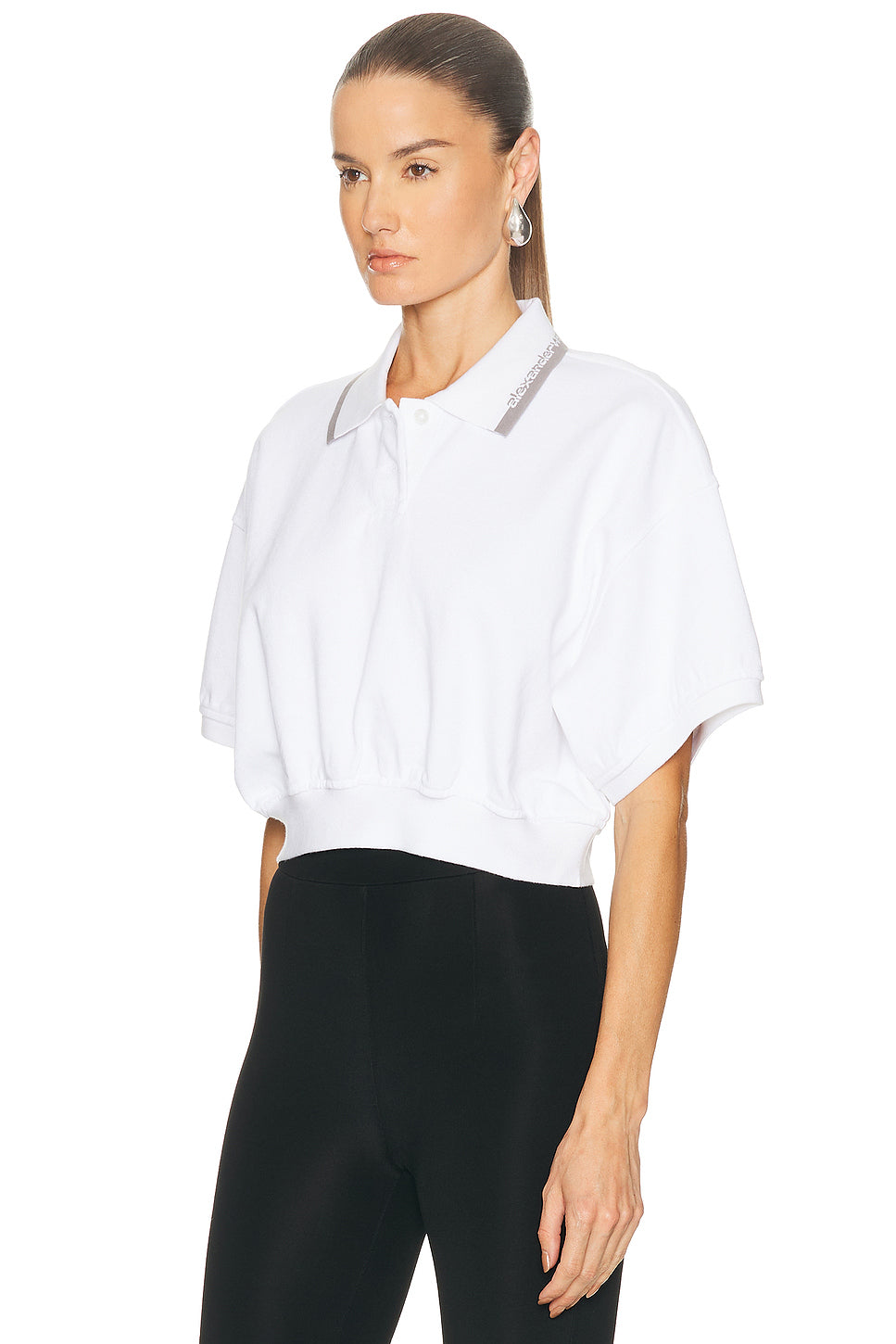 Relaxed Cropped Cinched Polo Top