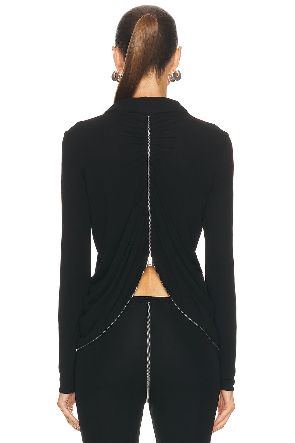 Continuous Zipper Drape Back Shirt